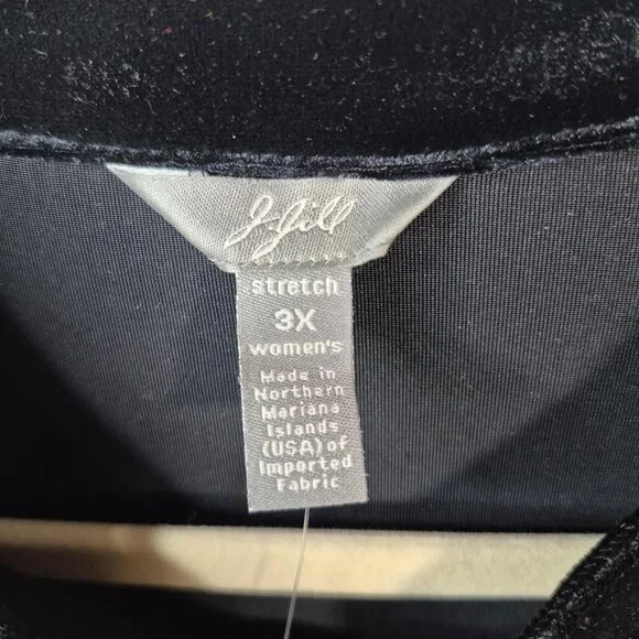 *SOLD* J Jill Top Womans 3X Black Velour Button Down Shirt Soft Embroidered - Picture 4 of 9